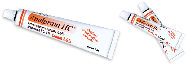 Tubes of Analpram HC in 3 sizes, all marked: Original paraben-free formula.